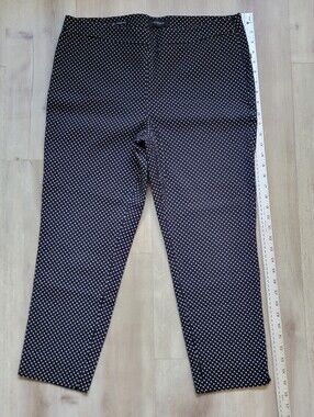 Talbots Hampshire Ankle Pants Black Polka Dot Crop Career Trousers Plus Size